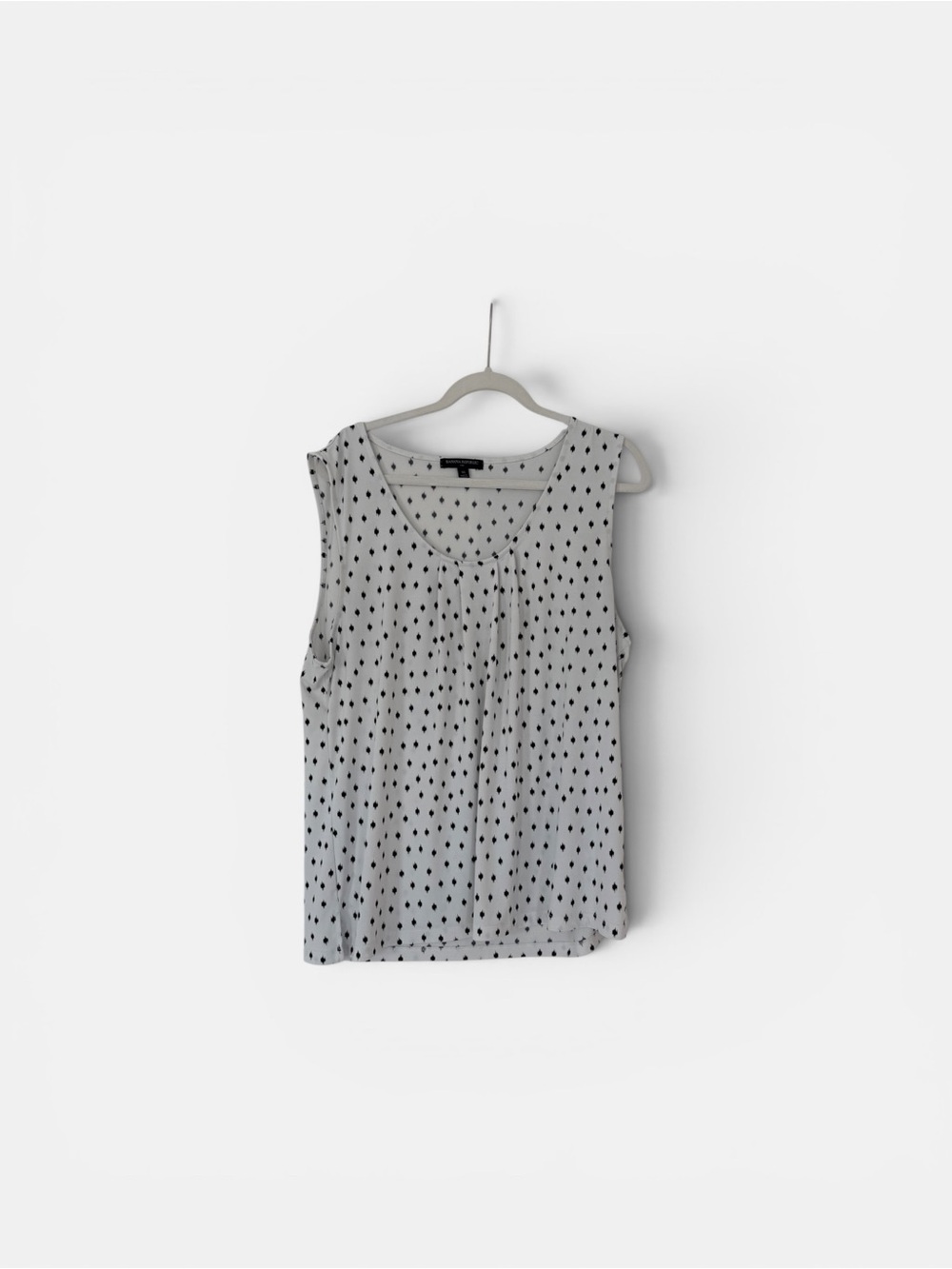 Banana Republic White Black Sleeveless Polka Dot Blouse